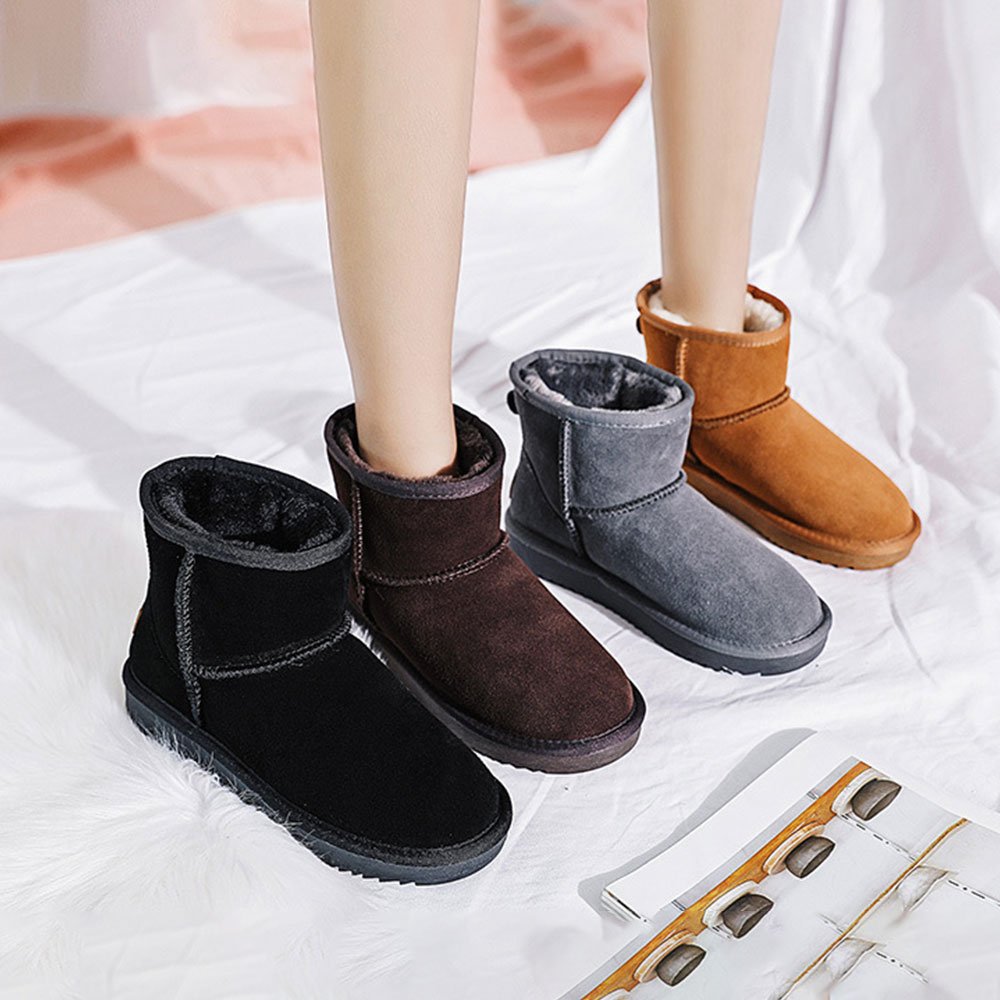 Nowe zimowe, ciepłe śniegowce damskie ze skóry bydlęcej