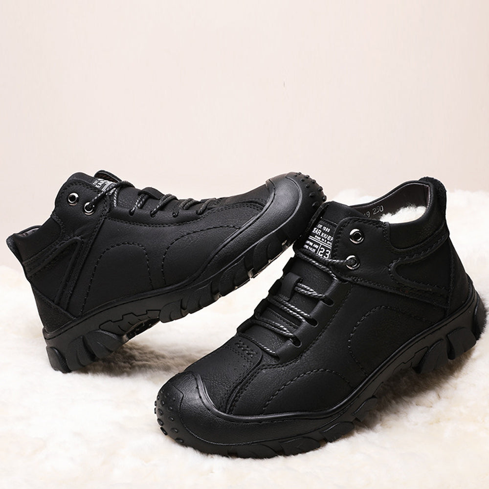 Lodowylabedz Męskie grube polarowe buty turystyczne na świeżym powietrzu skórzane buty