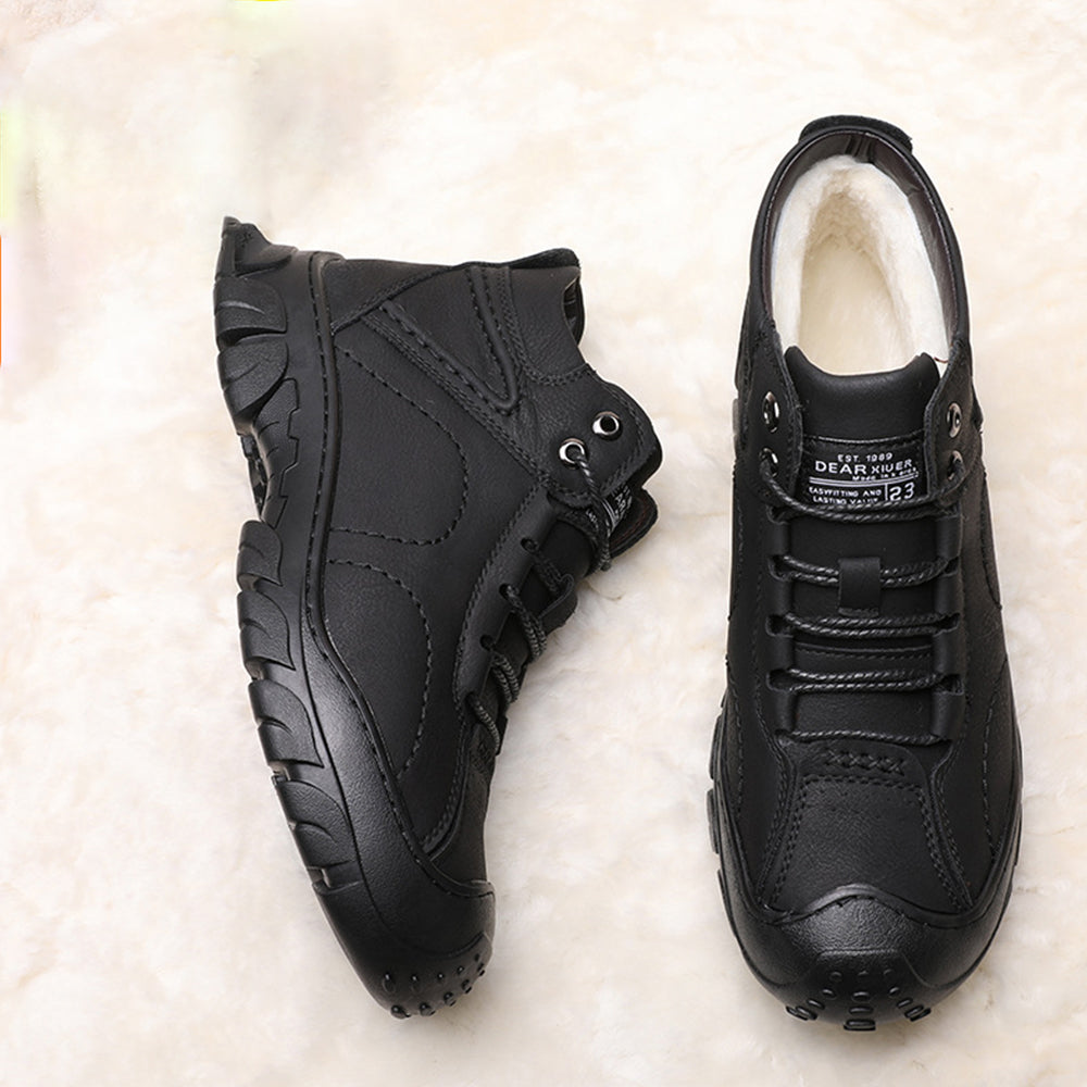 Lodowylabedz Męskie grube polarowe buty turystyczne na świeżym powietrzu skórzane buty