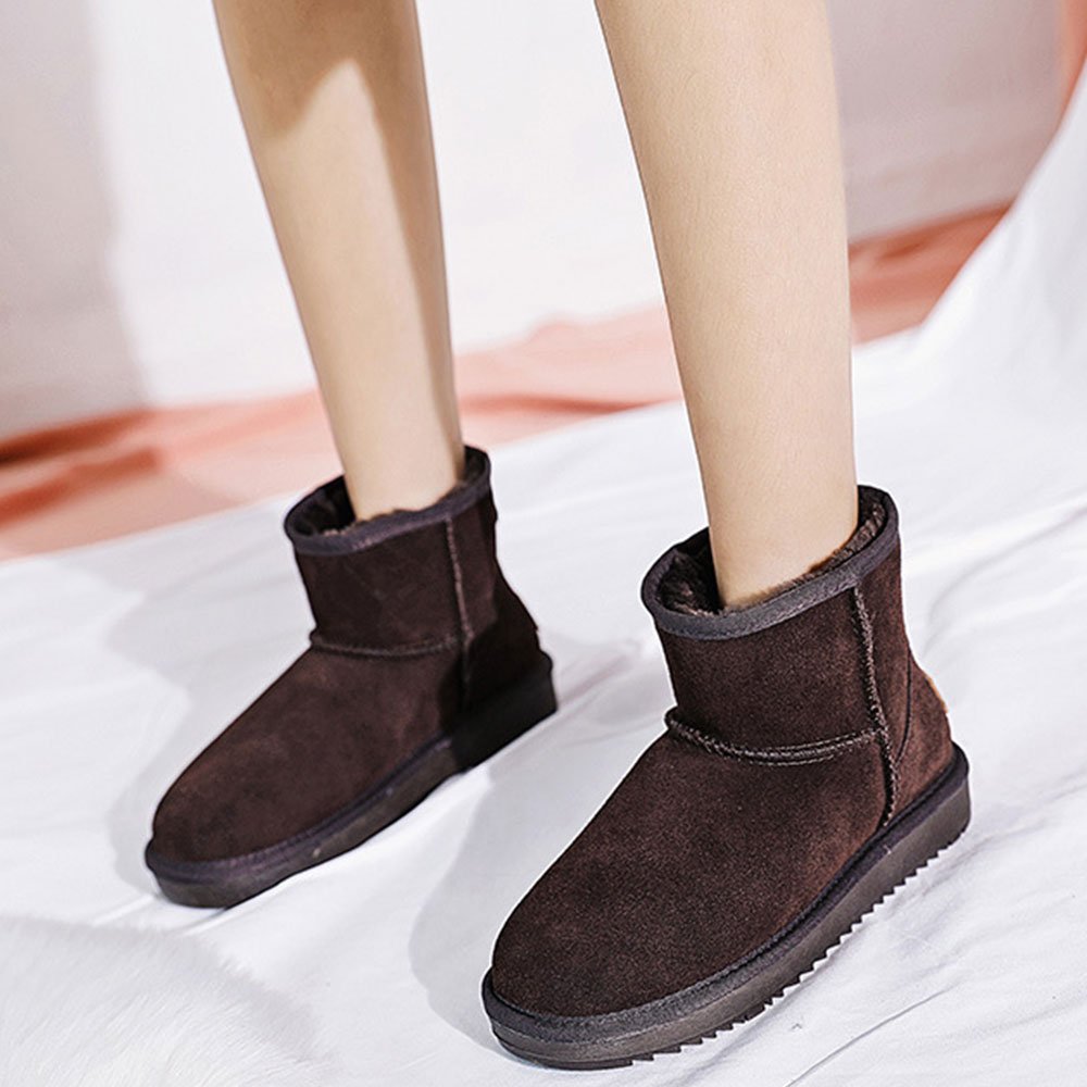 Nowe zimowe, ciepłe śniegowce damskie ze skóry bydlęcej