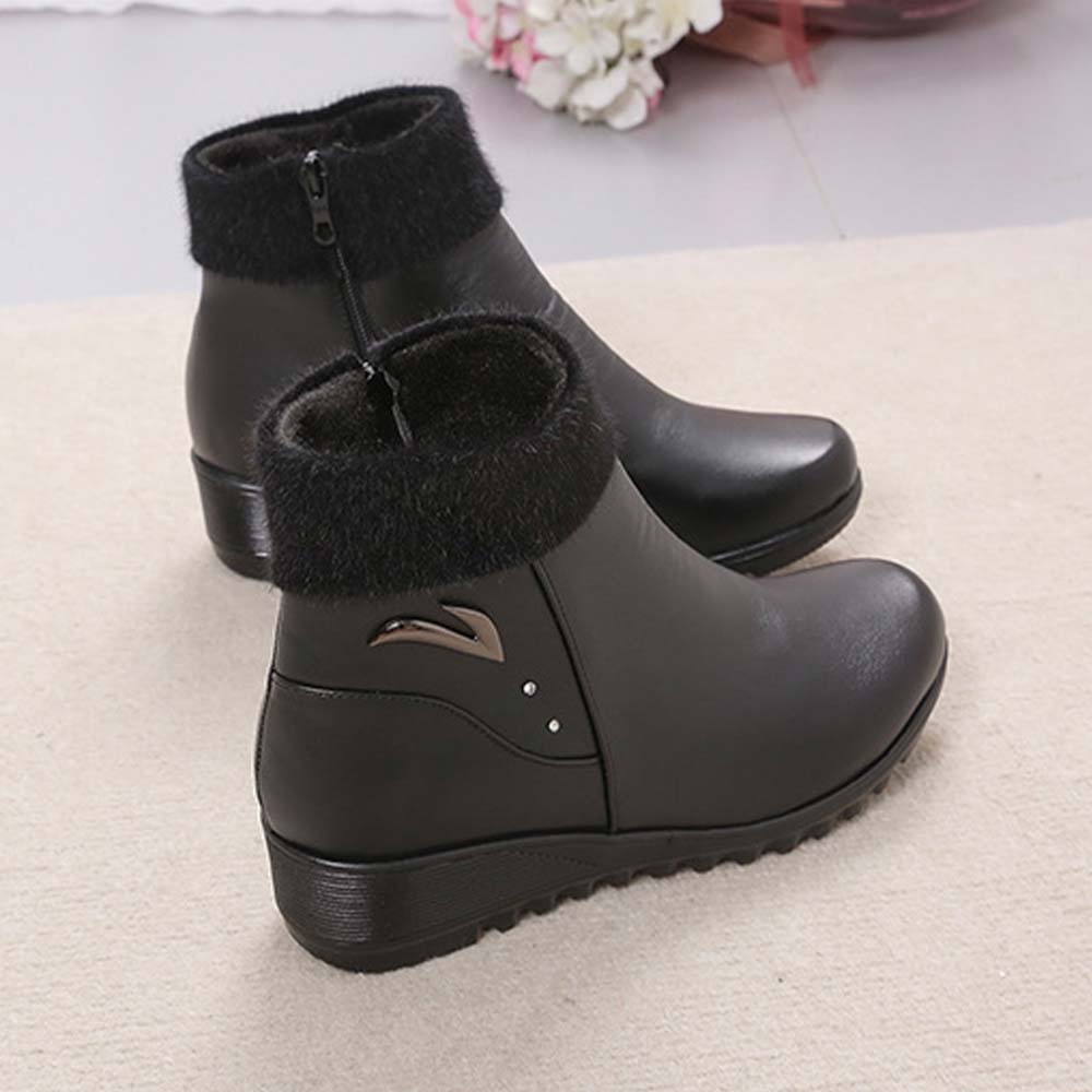 Lodowylabedz Czarne uniwersalne pluszowe botki damskie w stylu brytyjskim na jesień i zimę