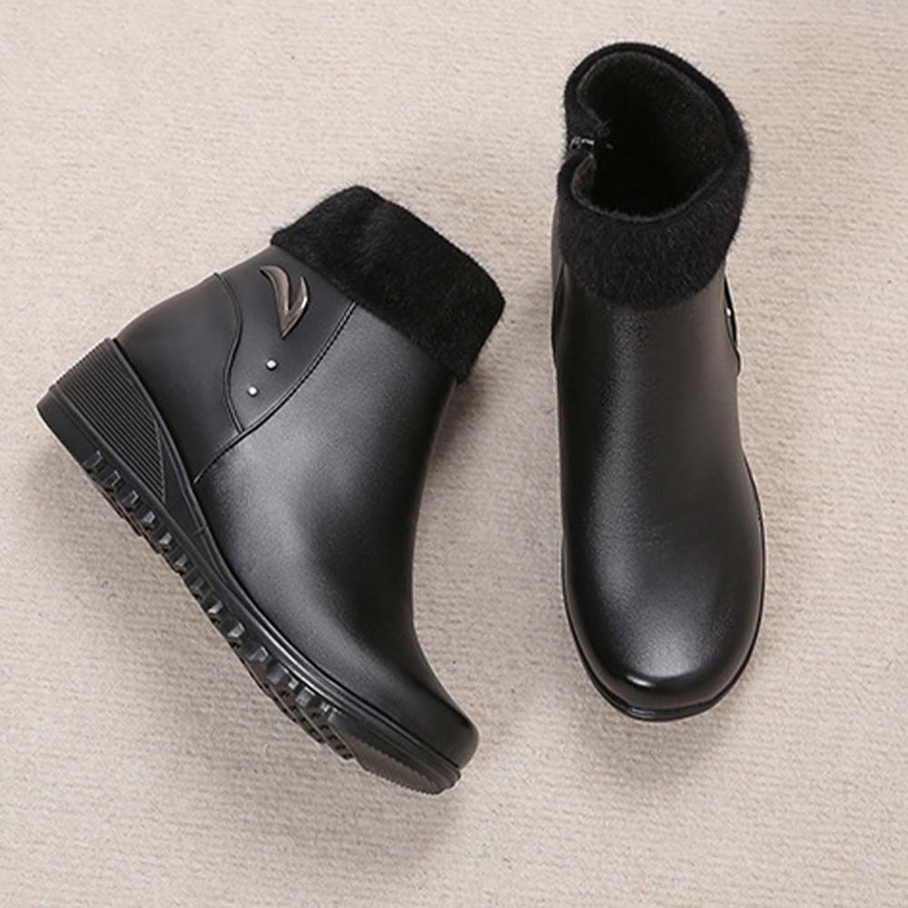 Lodowylabedz Czarne uniwersalne pluszowe botki damskie w stylu brytyjskim na jesień i zimę