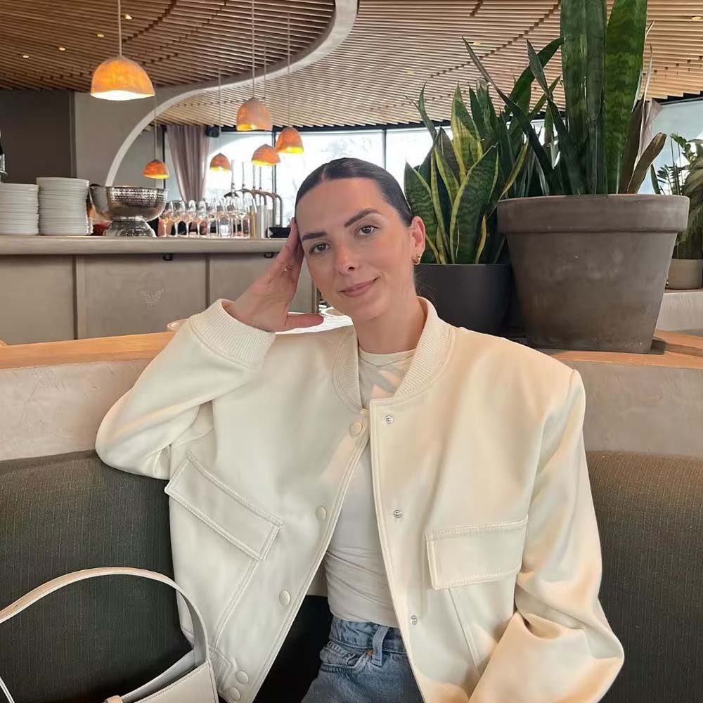 Lodowylabedz Nowa damska krótka kurtka ze stójką i kieszenią na guziki