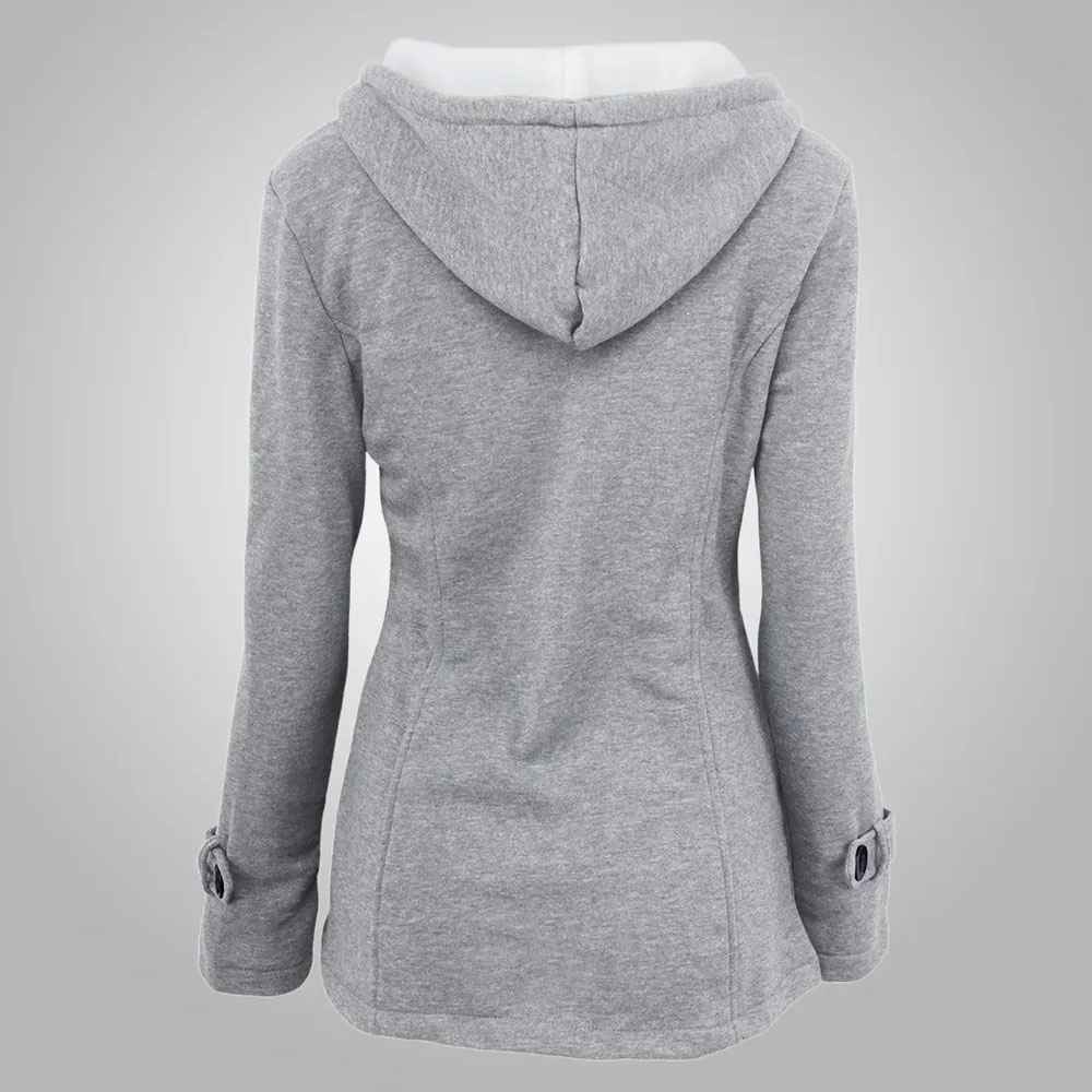 Lodowylabedz Damska zimowa, pogrubiona, bawełniana kurtka z kapturem, zapinana na narożne guziki