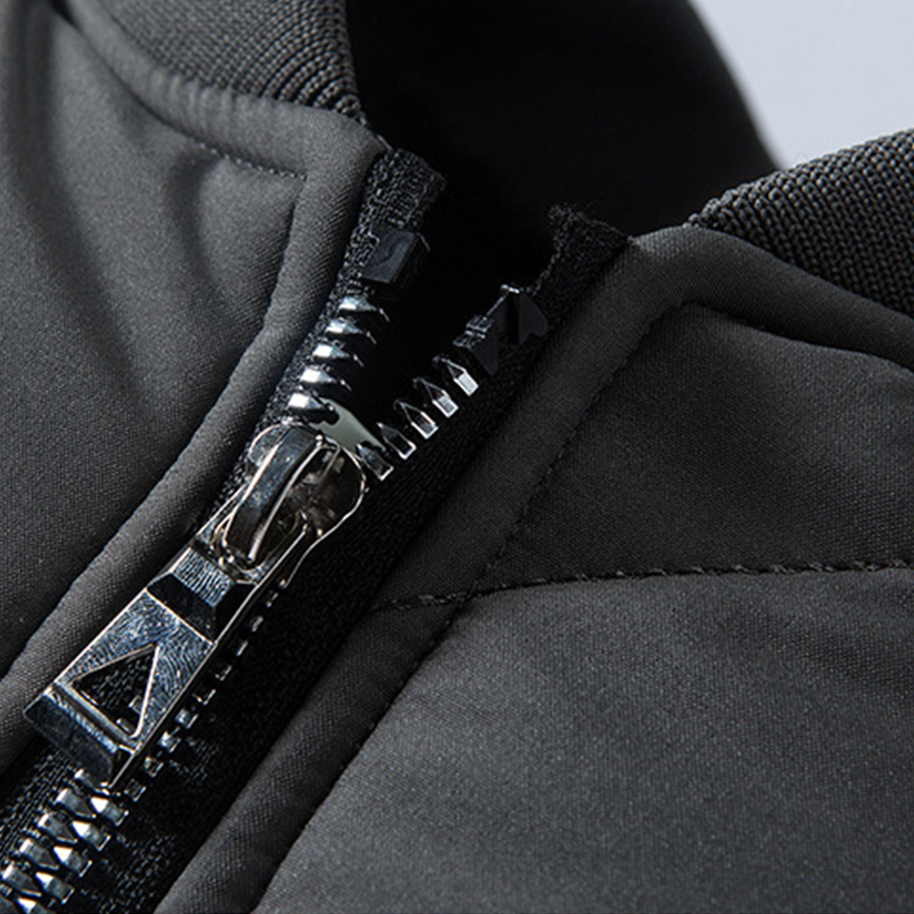 Lodowylabedz Męska swobodna ciepła kurtka baseballowa z podszewką z wełny Sherpa w jednolitym kolorze i pogrubioną polarem