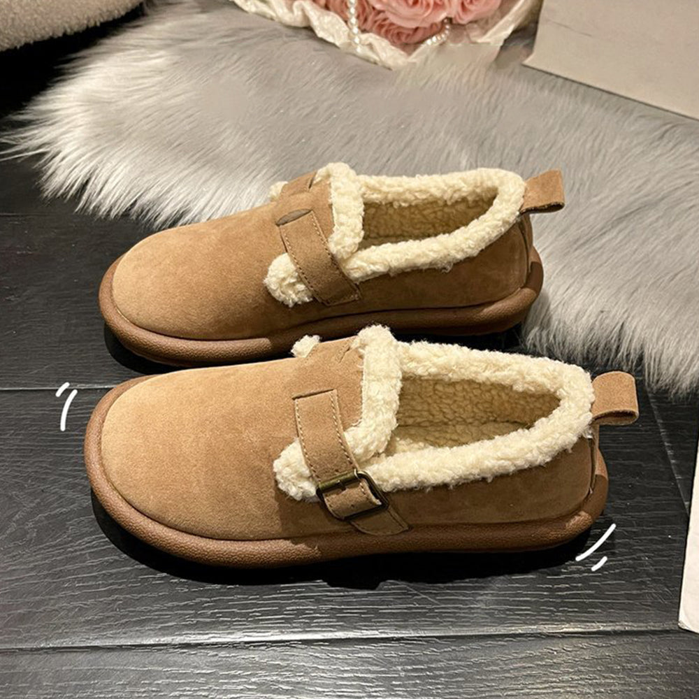 Lodowylabedz Jesienno-zimowe damskie, polarowe buty bawełniane zapinane na jedną klamrę