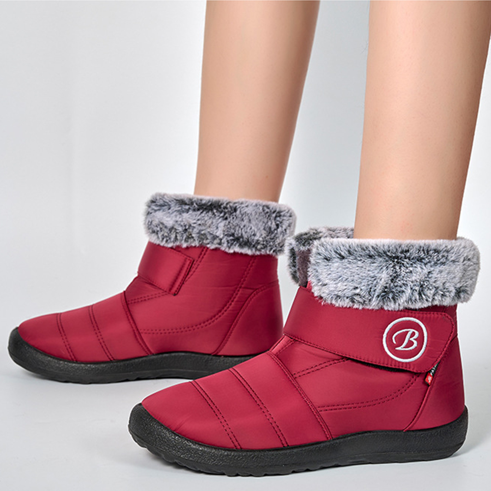 Women's Autumn and winter lapel fleece flat snow boots