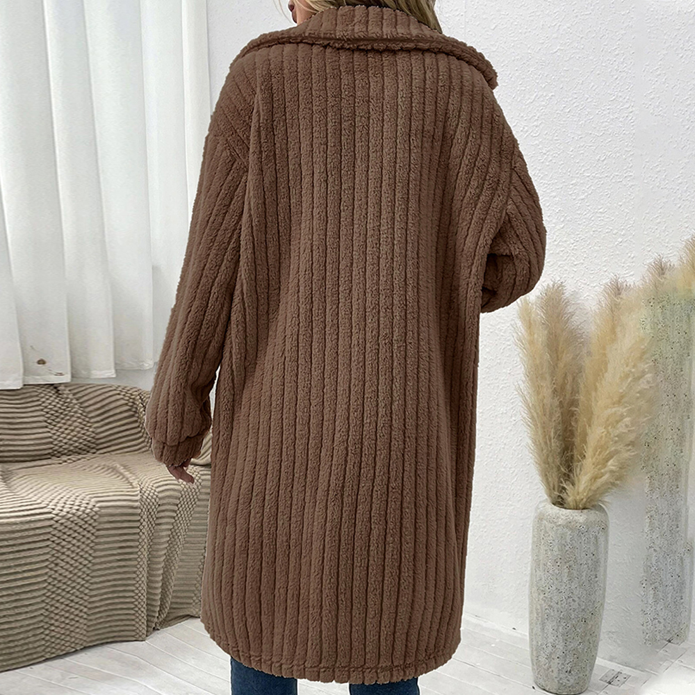 Lodowylabedz Nowy damski pluszowy płaszcz z długimi klapami na jesień i zimę