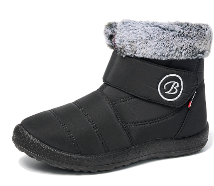 Women's Autumn and winter lapel fleece flat snow boots