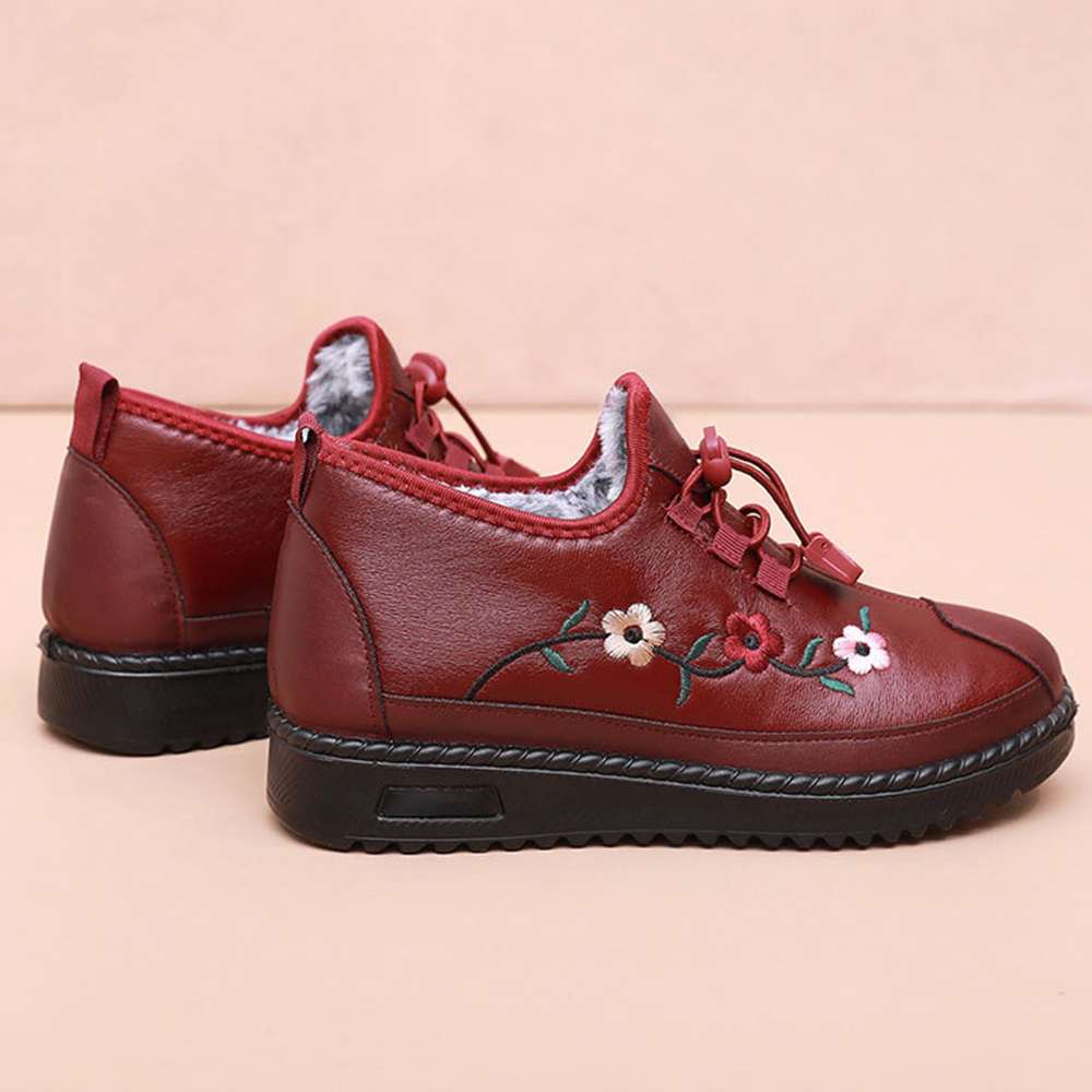 Lodowylabedz Damskie buty zimowe z ciepłego, antypoślizgowego, haftowanego polaru, bawełny