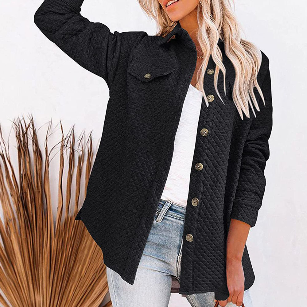 Lodowylabedz 2023 jesienno-zimowa nowa damska jednokolorowa diamentowa kieszonkowa lekka kurtka na co dzień