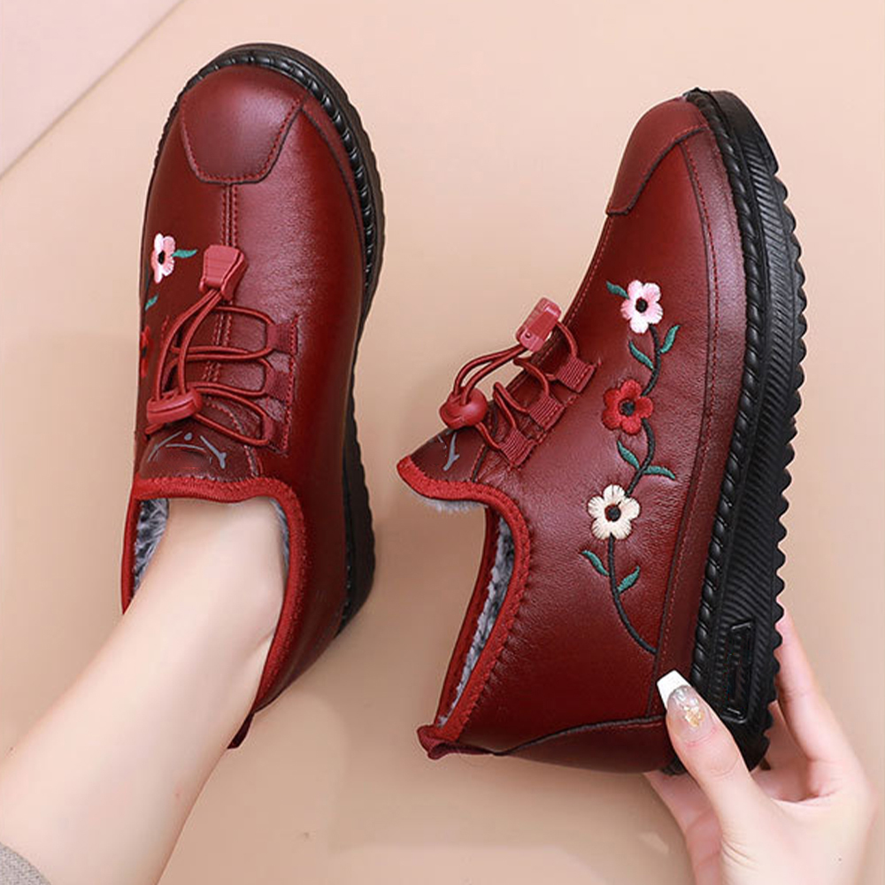 Lodowylabedz Damskie buty zimowe z ciepłego, antypoślizgowego, haftowanego polaru, bawełny