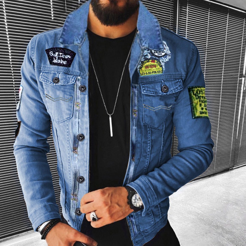 Lodowylabedz Nowa zimowa kurtka męska z pogrubionego dżinsu w stylu owczej wełny