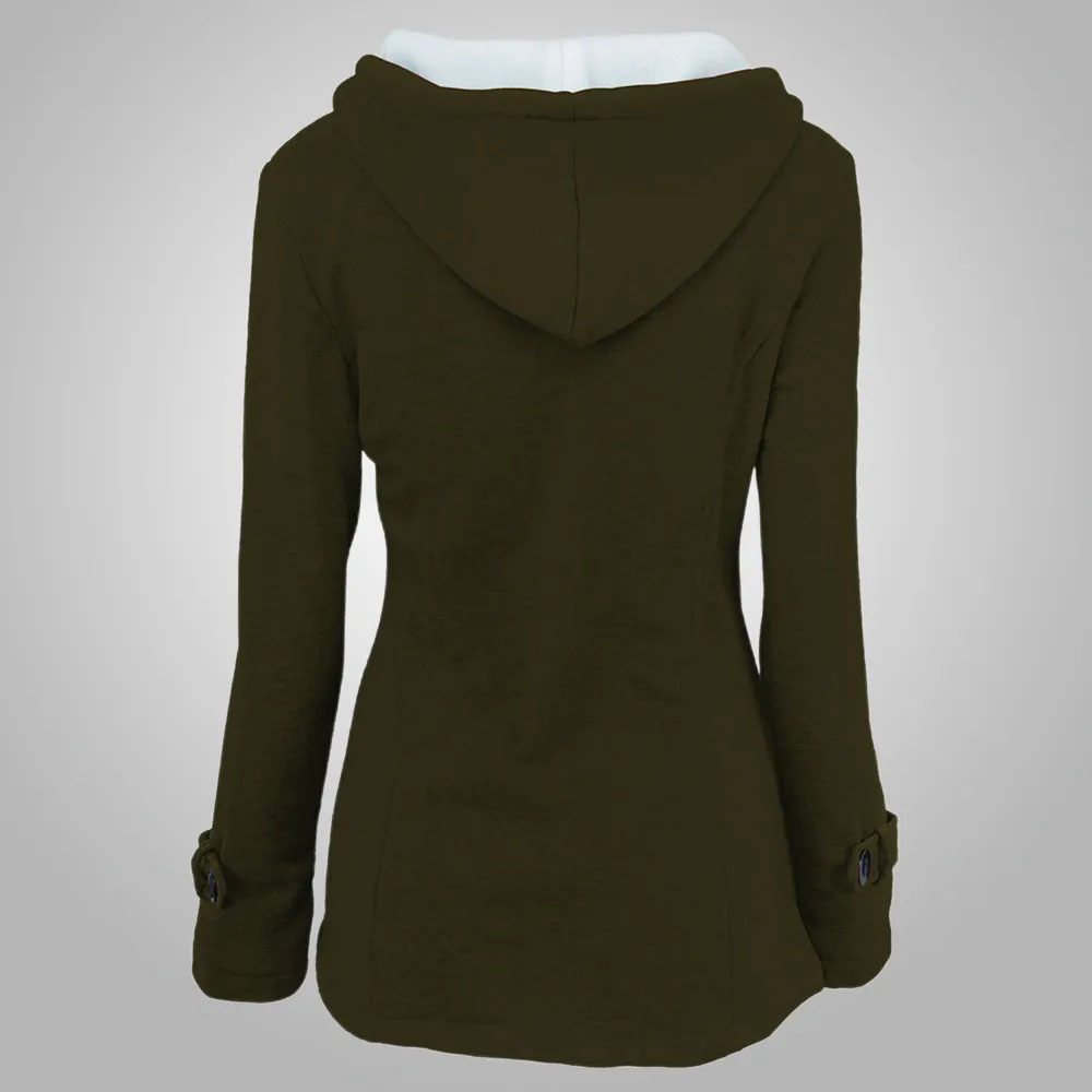 Lodowylabedz Damska zimowa, pogrubiona, bawełniana kurtka z kapturem, zapinana na narożne guziki