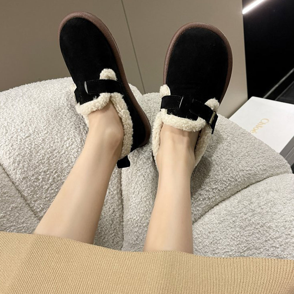 Lodowylabedz Jesienno-zimowe damskie, polarowe buty bawełniane zapinane na jedną klamrę