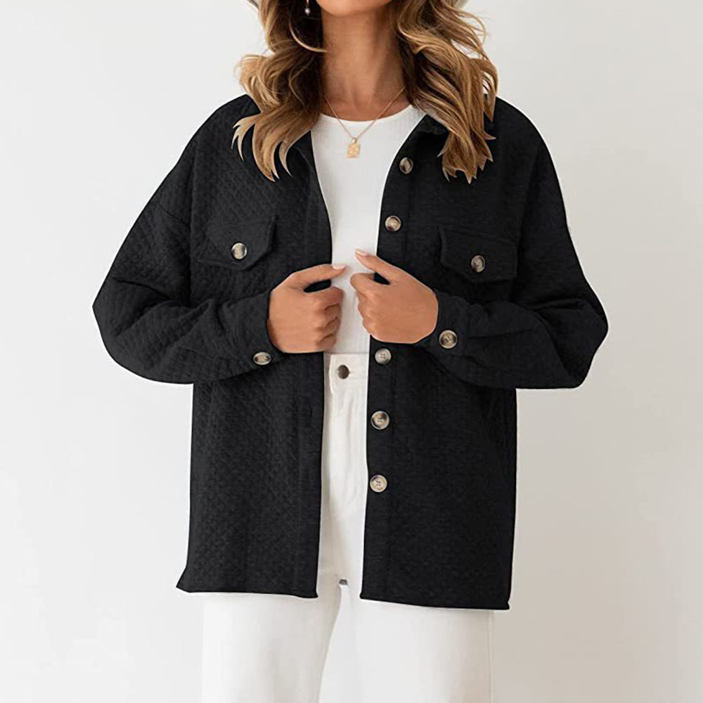 Lodowylabedz 2023 jesienno-zimowa nowa damska jednokolorowa diamentowa kieszonkowa lekka kurtka na co dzień