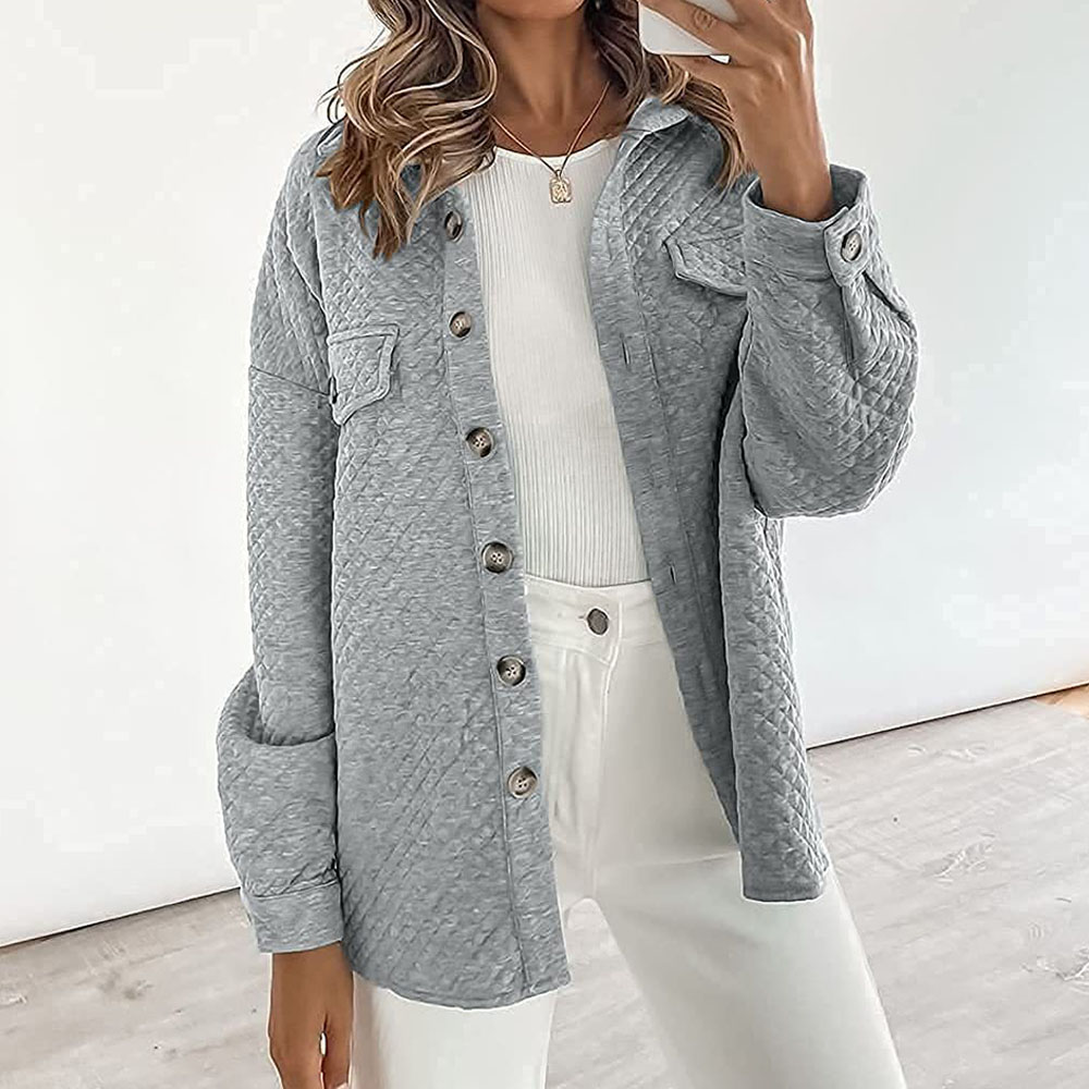 Lodowylabedz 2023 jesienno-zimowa nowa damska jednokolorowa diamentowa kieszonkowa lekka kurtka na co dzień