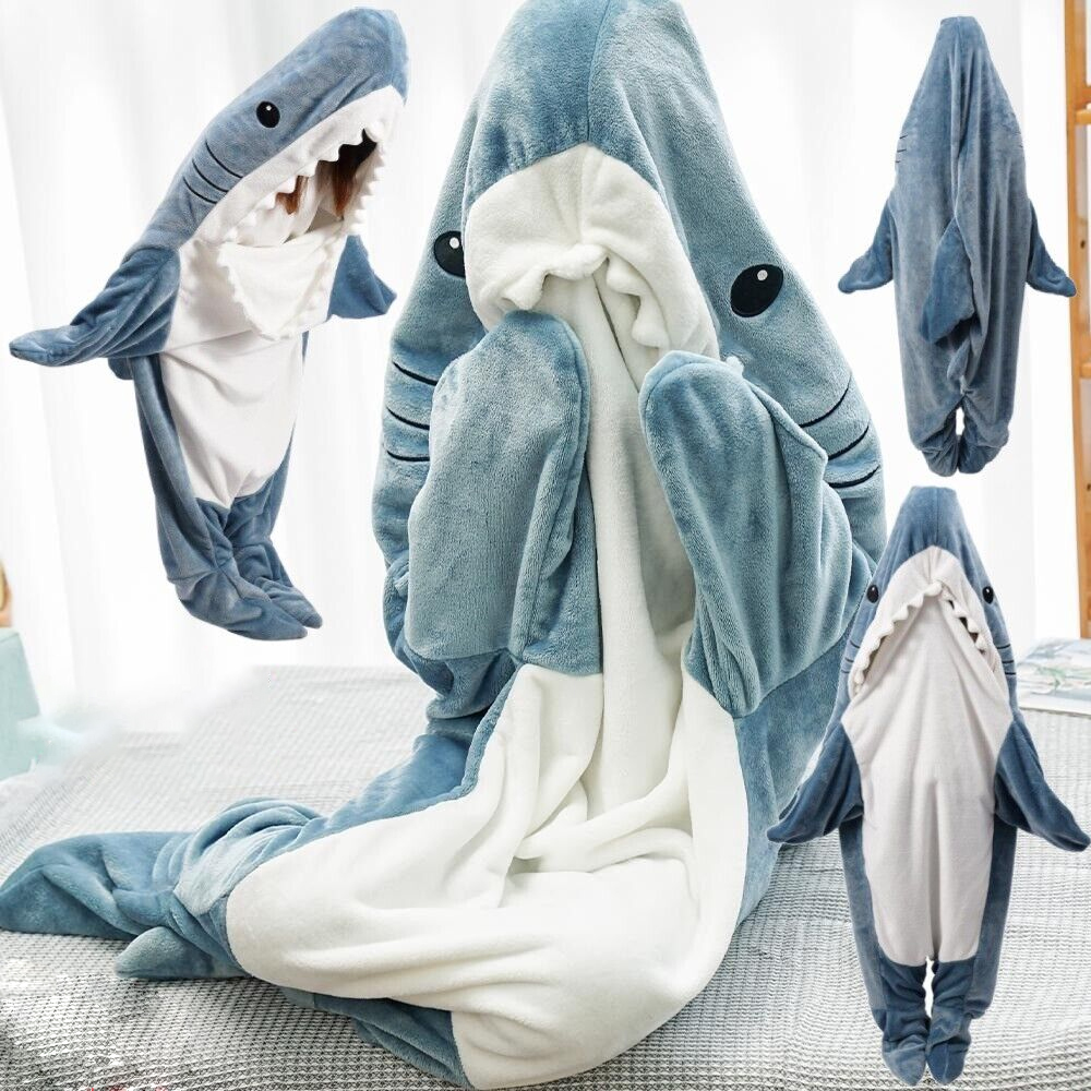 Lodowylabedz Nowa, wygodna, ciepła, flanelowa koszula nocna typu shark na jesień i zimę