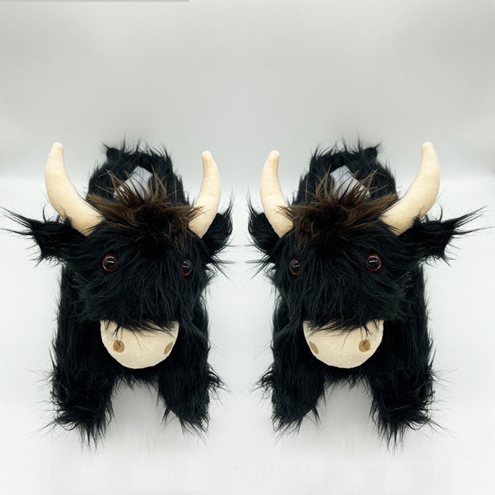 Gioiacombo™ Nowe, ciepłe i wygodne pluszowe kapcie w kształcie szkockiego jaka