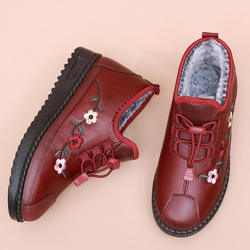 Lodowylabedz Damskie buty zimowe z ciepłego, antypoślizgowego, haftowanego polaru, bawełny