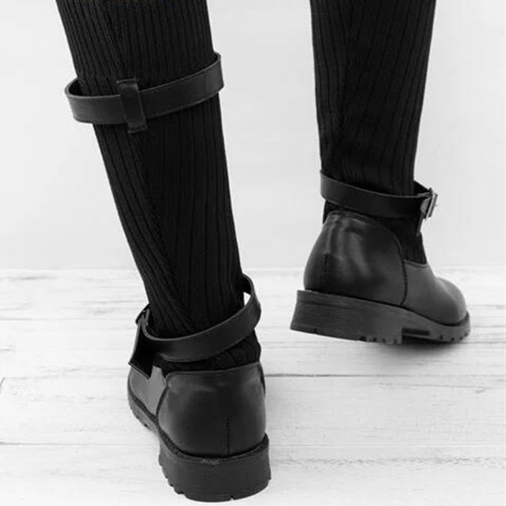Glückbox™ Modische Wollstrickstiefel mit Schnalle