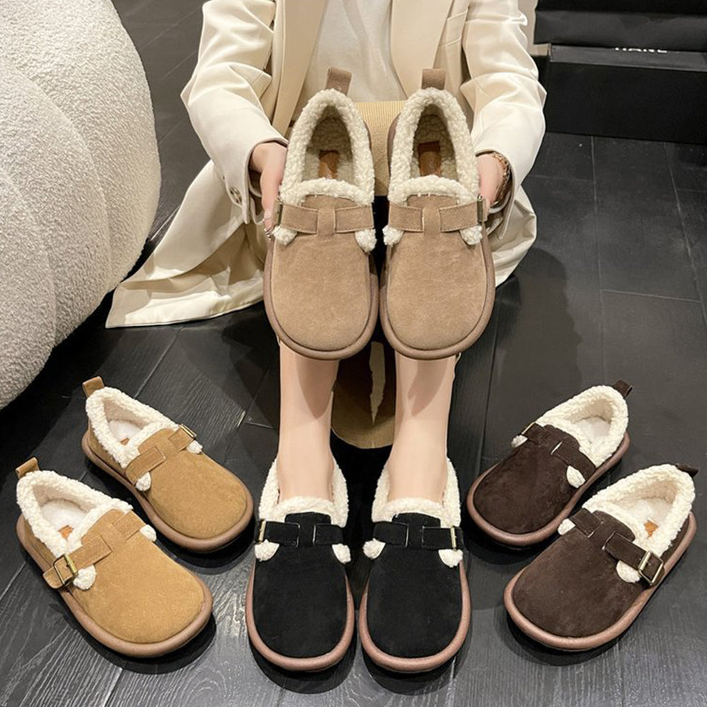 Lodowylabedz Jesienno-zimowe damskie, polarowe buty bawełniane zapinane na jedną klamrę