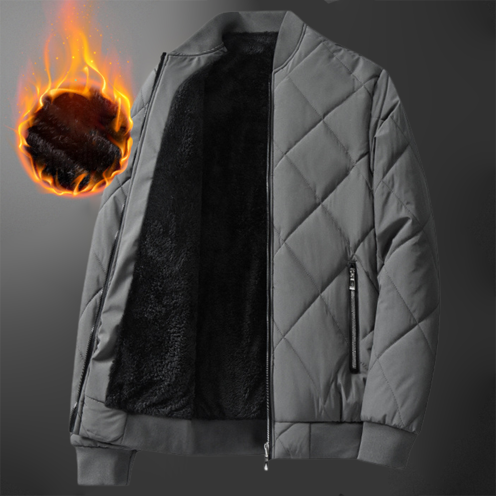 Lodowylabedz Męska swobodna ciepła kurtka baseballowa z podszewką z wełny Sherpa w jednolitym kolorze i pogrubioną polarem