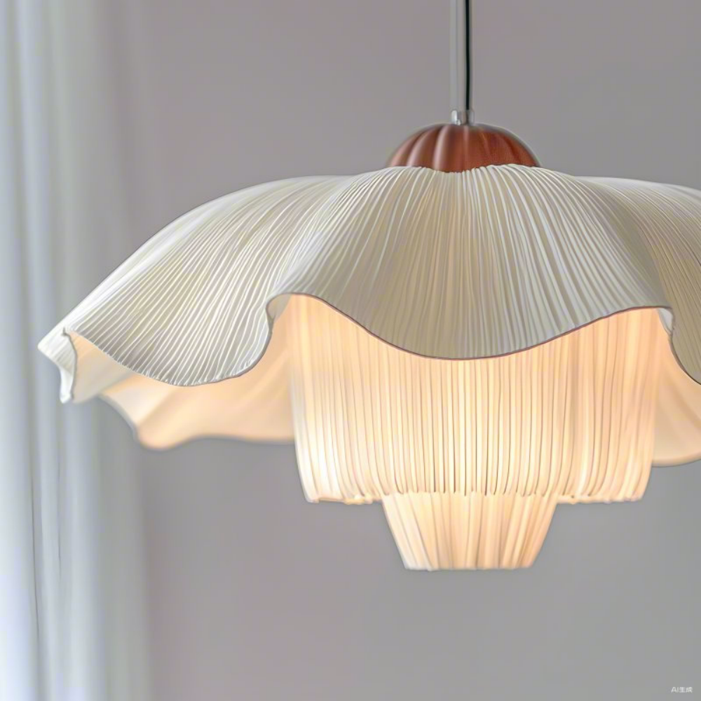 French Cream Pleated Pendant Bedroom Living Room Lampshade