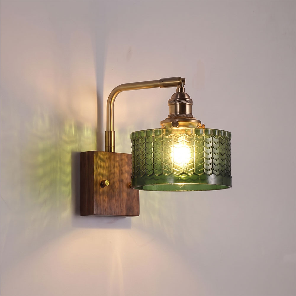 American Vintage Glass Wall Lamp for Entrance Foyer Bedroom Bedside