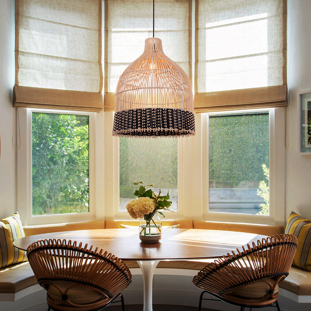 Japanese Rattan Woven Restaurant Chandelier Living Room Creative Hanging Lamp