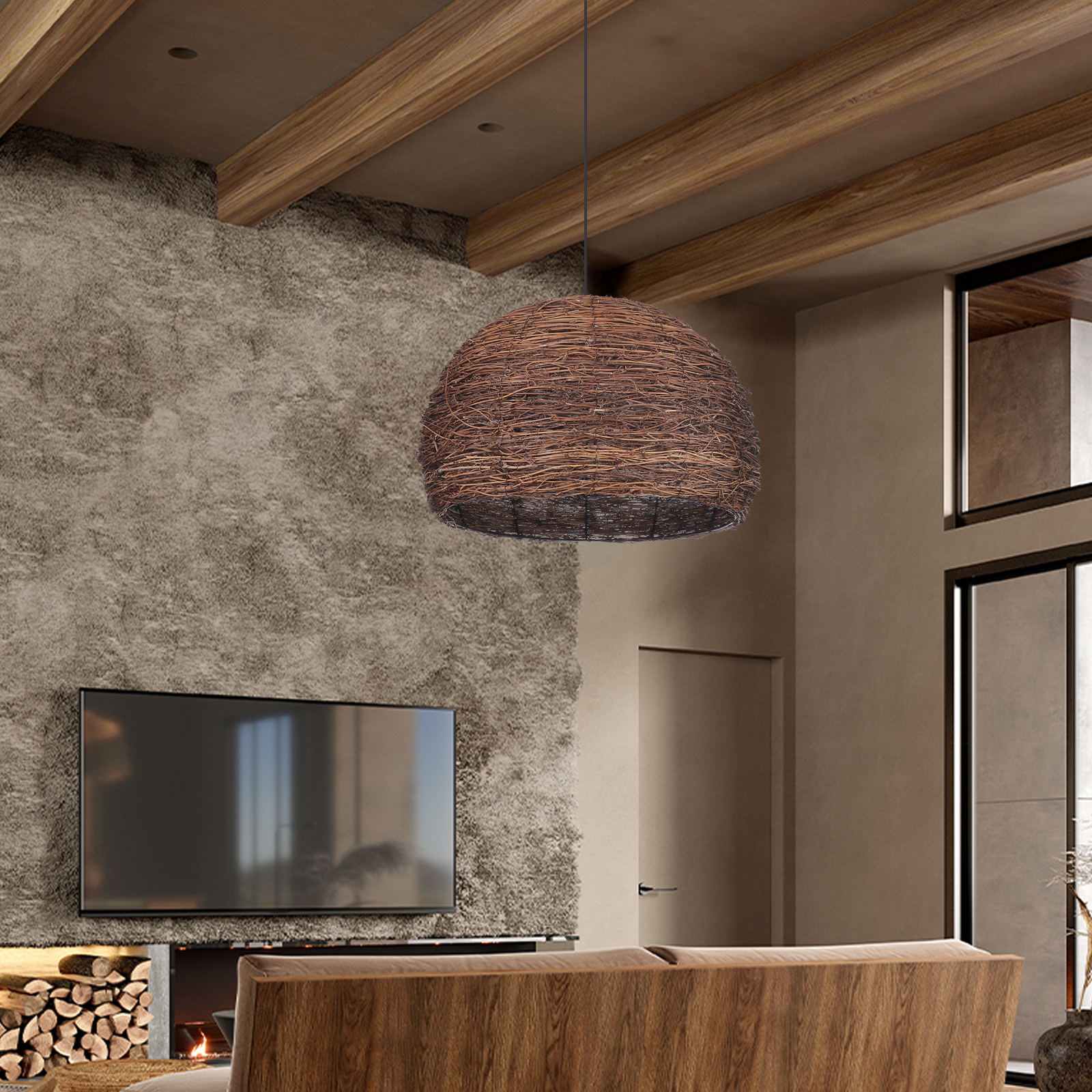 Handmade Bird's Nest Pendant Light Commercial Restaurant Cafe Art Decor Rattan Chandelier