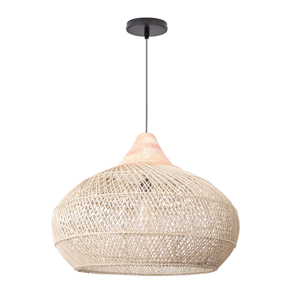 Rattan Pendant Light Wabi Sabi Style Retro Dining Room Chandelier