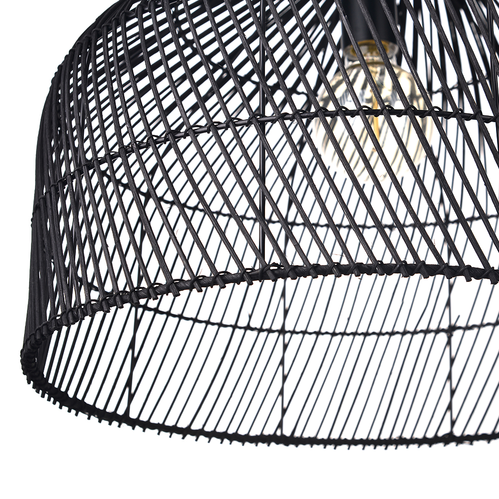 Premium Nordic-inspired Black Rattan Pendant Light for Dining Room