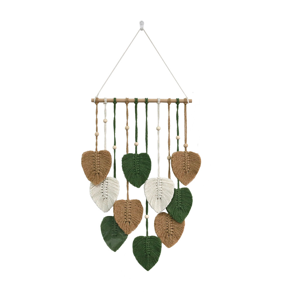 Bohemian Wall Decor Hand-woven Cotton Rope Leaf Tapestry Living Room Design