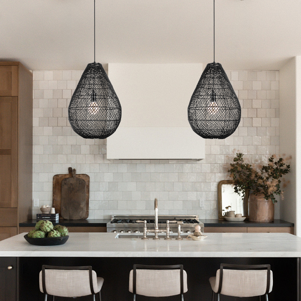 Staircase Living Room Rattan Pendant Lights Shade