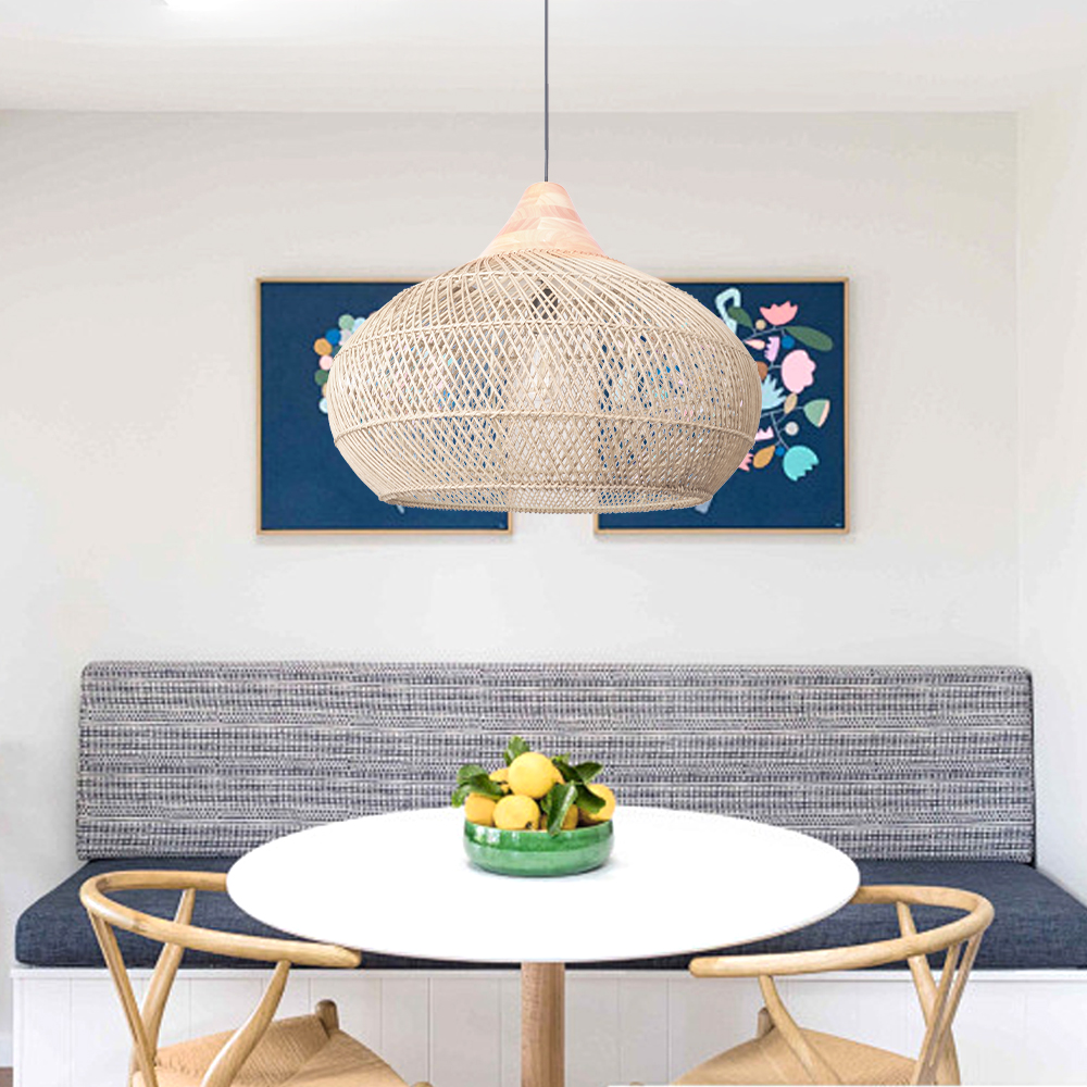 Modern Woven Rattan Hanging Lighting Fixture for Kitchen Island