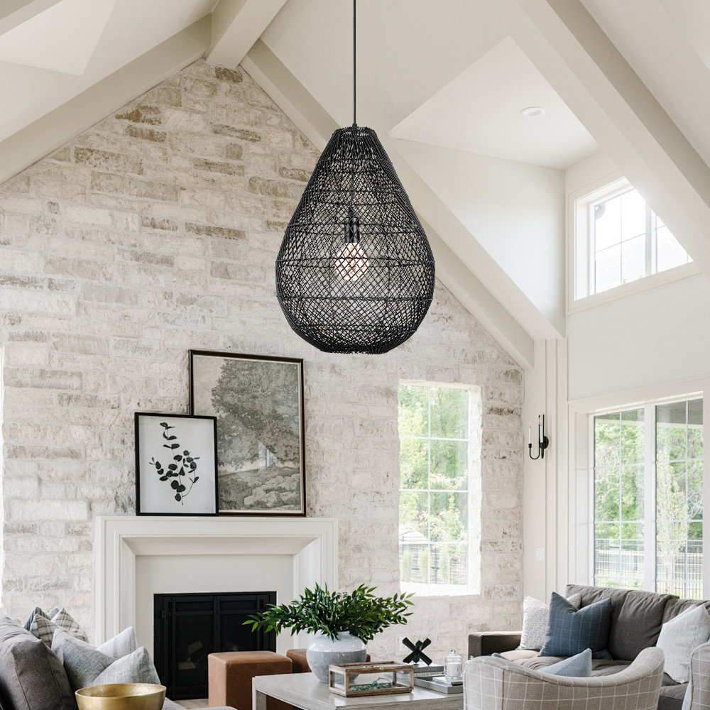 Staircase Living Room Rattan Pendant Lights Shade