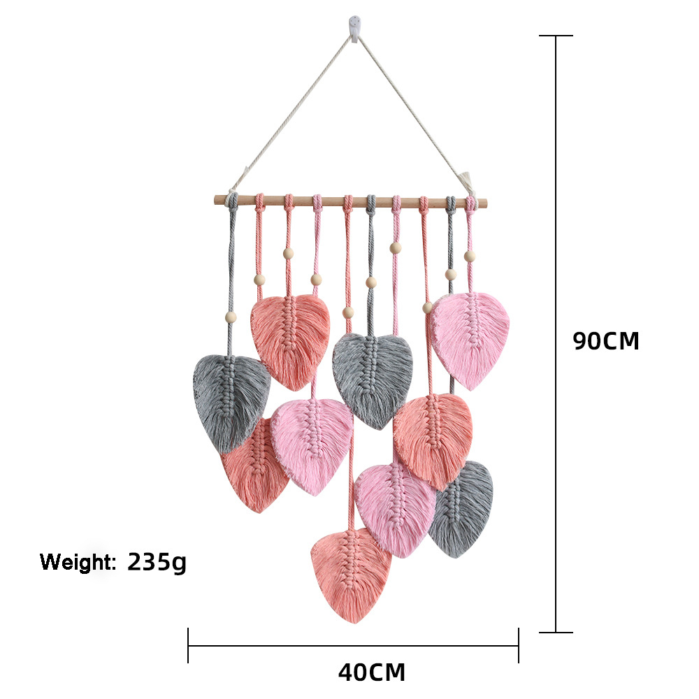 Bohemian Wall Decor Hand-woven Cotton Rope Leaf Tapestry Living Room Design