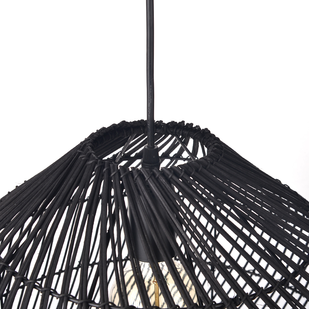 Premium Nordic-inspired Black Rattan Pendant Light for Dining Room