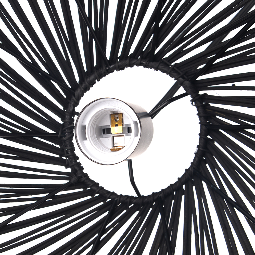 Premium Nordic-inspired Black Rattan Pendant Light for Dining Room