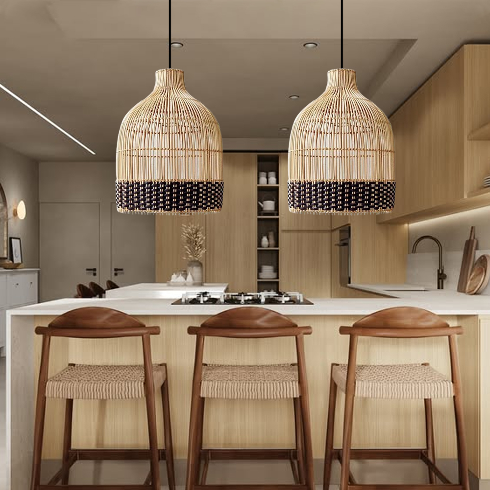 Japanese Rattan Woven Restaurant Chandelier Living Room Creative Hanging Lamp