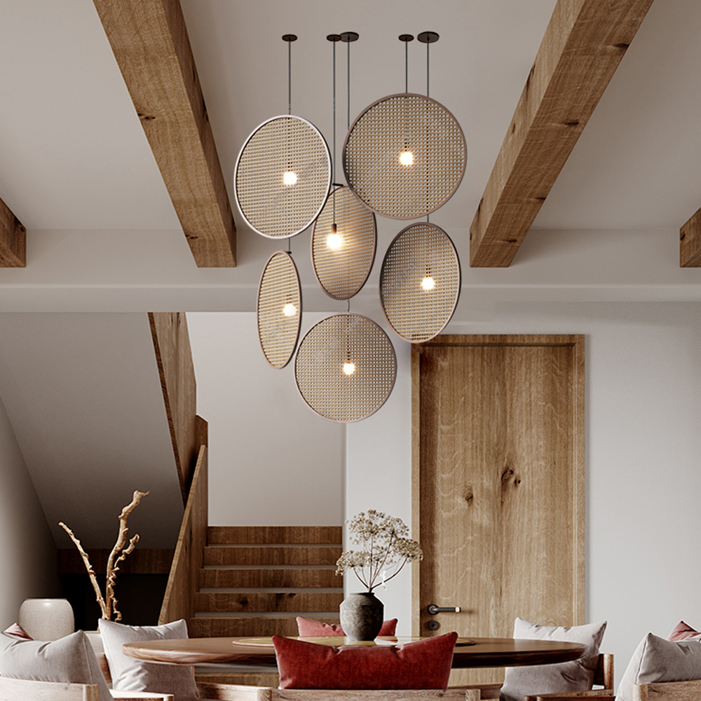 Zen Chandelier Japanese Living Room Dining Room Rattan Pendant Lights Homestay Retro Lamp