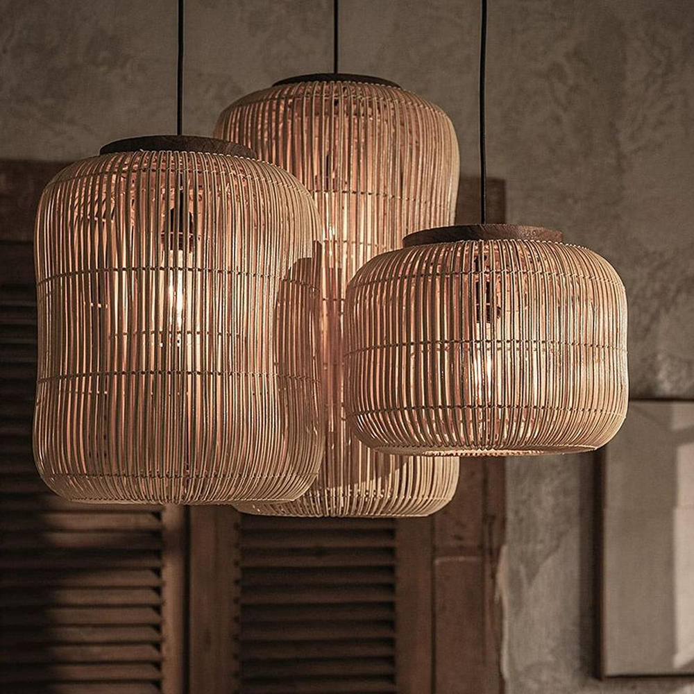 Wabi-sabi Style Retro Rattan Chandelier Japanese B&B Restaurant Hand-woven Pendant Lights