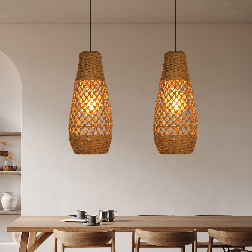Classic Traditional Seagrass Pendant Light for Dining Room