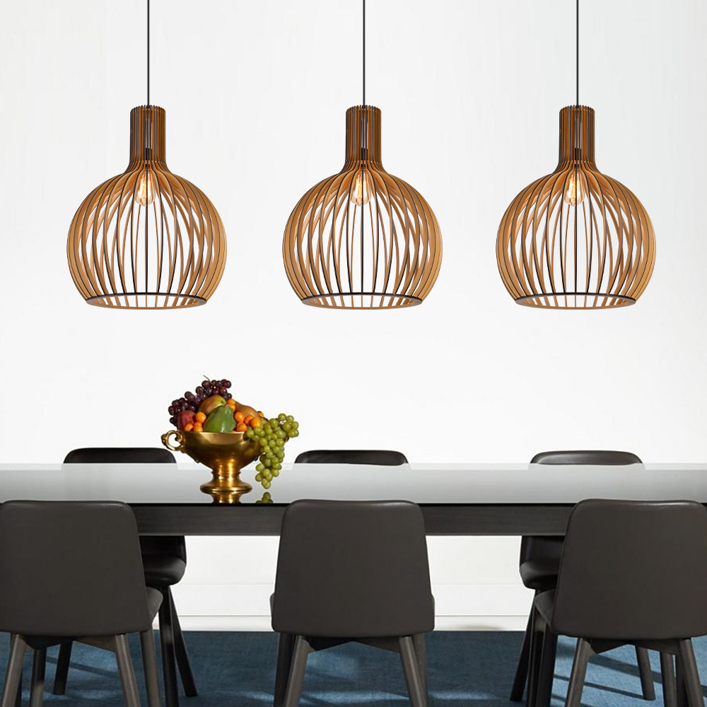 50% OFF Clearance 23CM Black Wooden Pendant Lamp Birdcage Chandelier