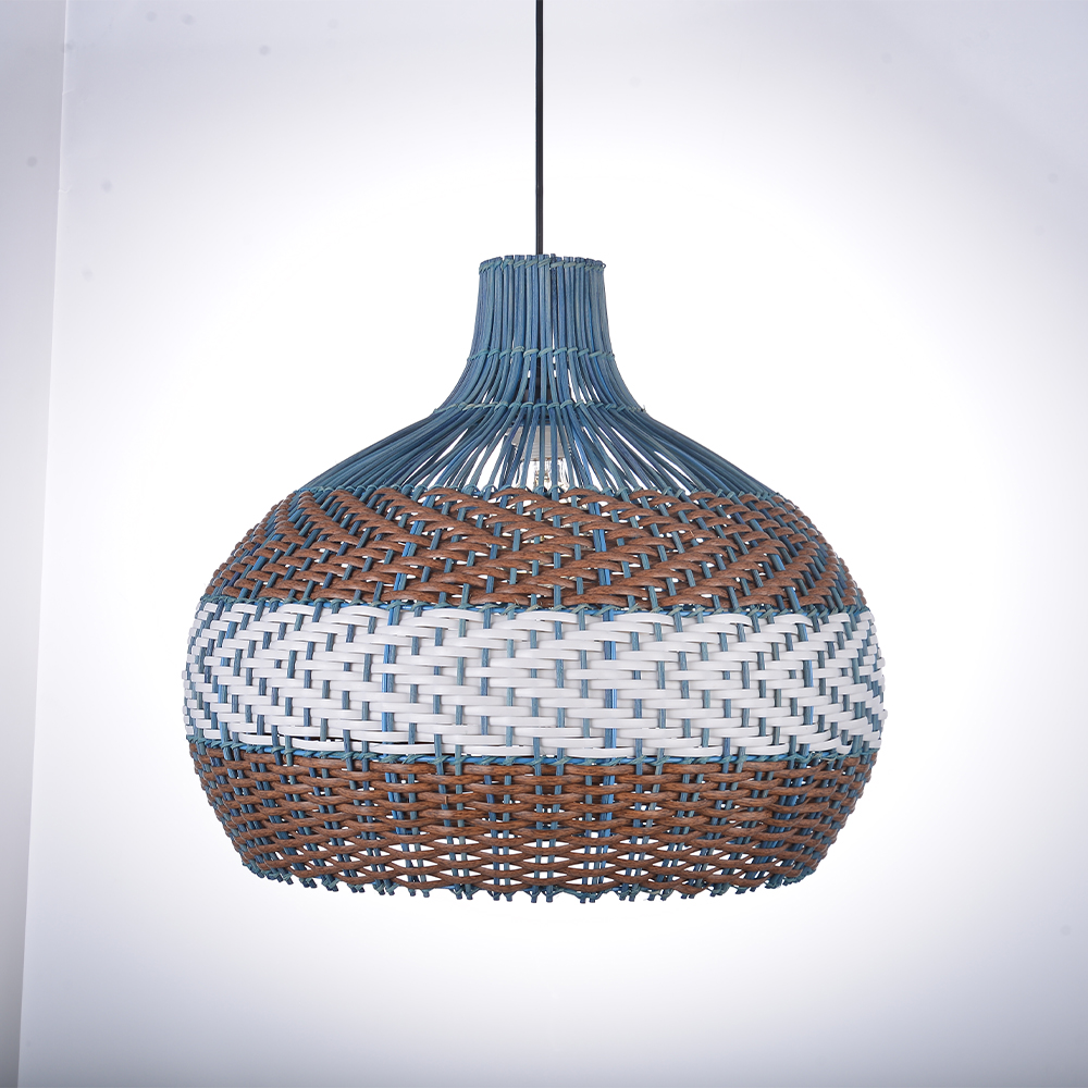 Courtland Blue Rattan Pendant Light Interior Designer Recommended Lamps