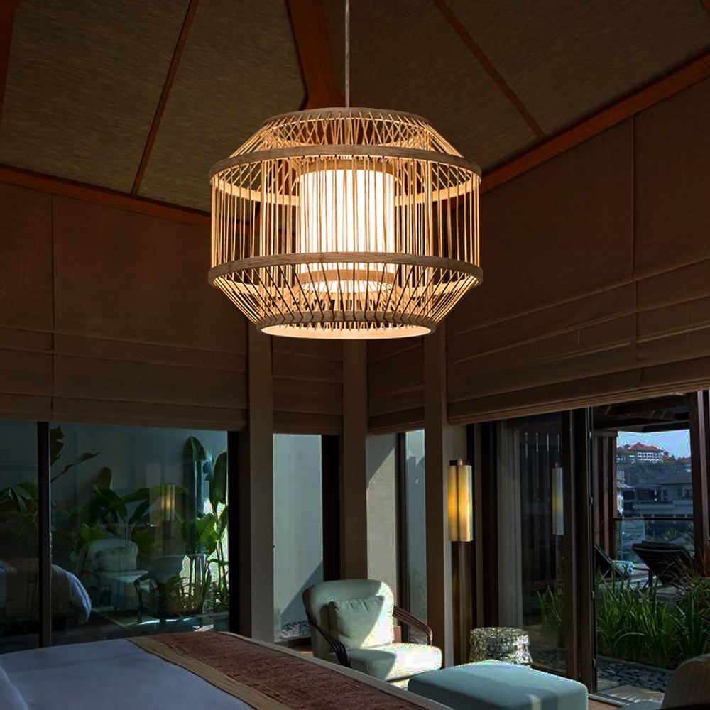 Japanese Restaurant Bamboo Chandelier Casual Tatami Pendant Lamp for Living Room