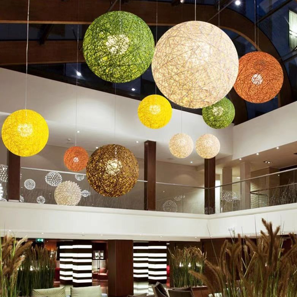 Creative Restaurant Ball Chandelier Rattan Weaving Bird's Nest Lamp