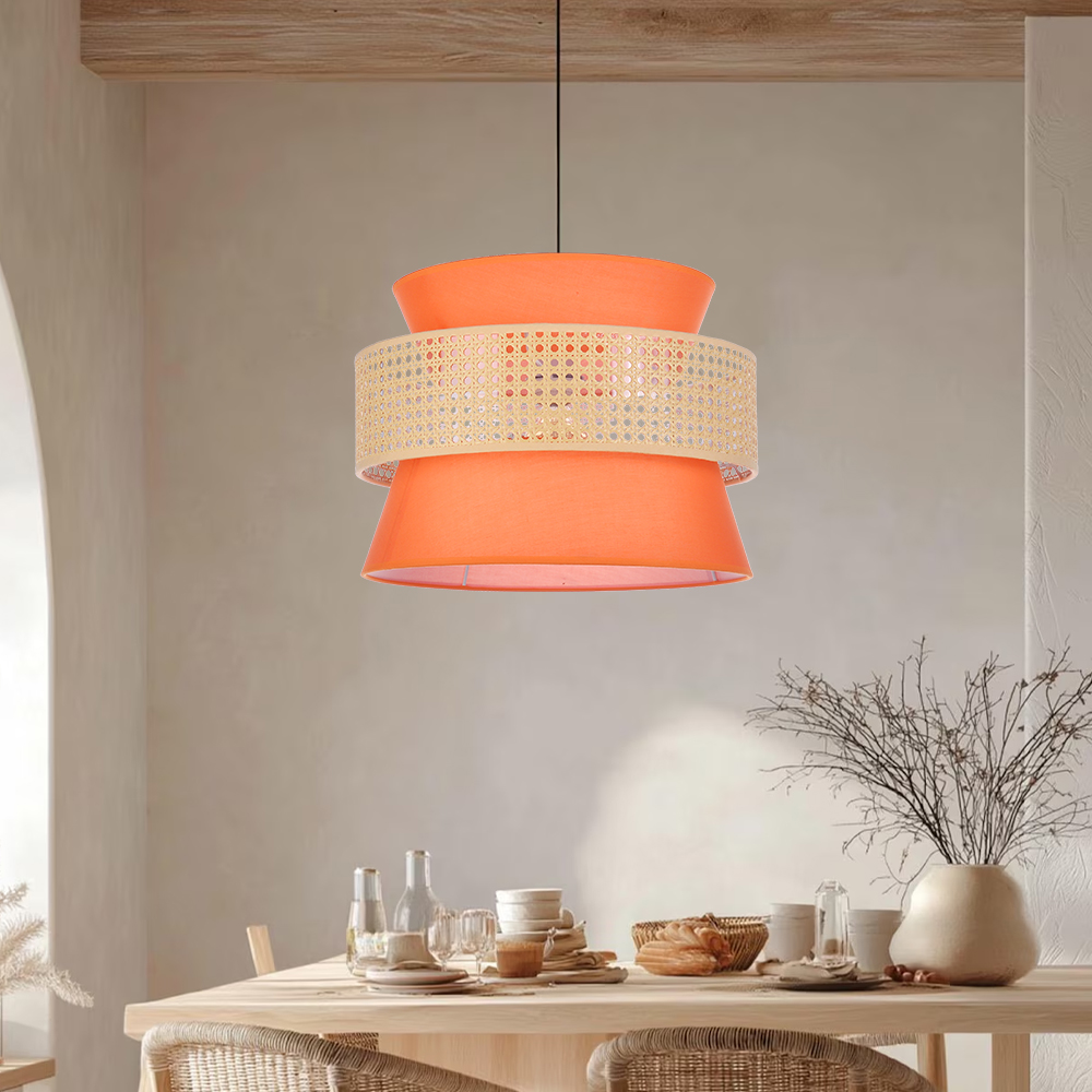 Hand-Woven Home Decor Rattan Tiered Chandelier Red, Blue Modern Wicker Light Pendant