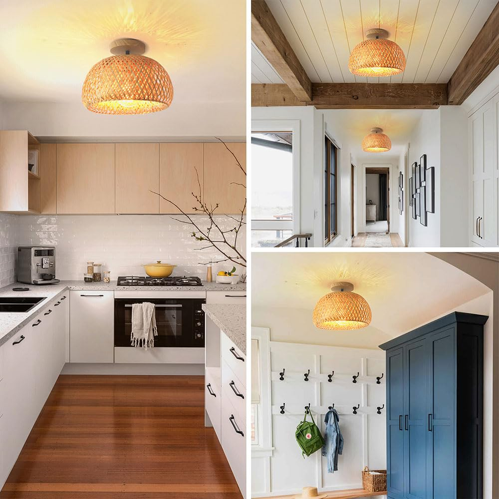 30cm Small Bamboo Ceiling Light for Entryway Balcony